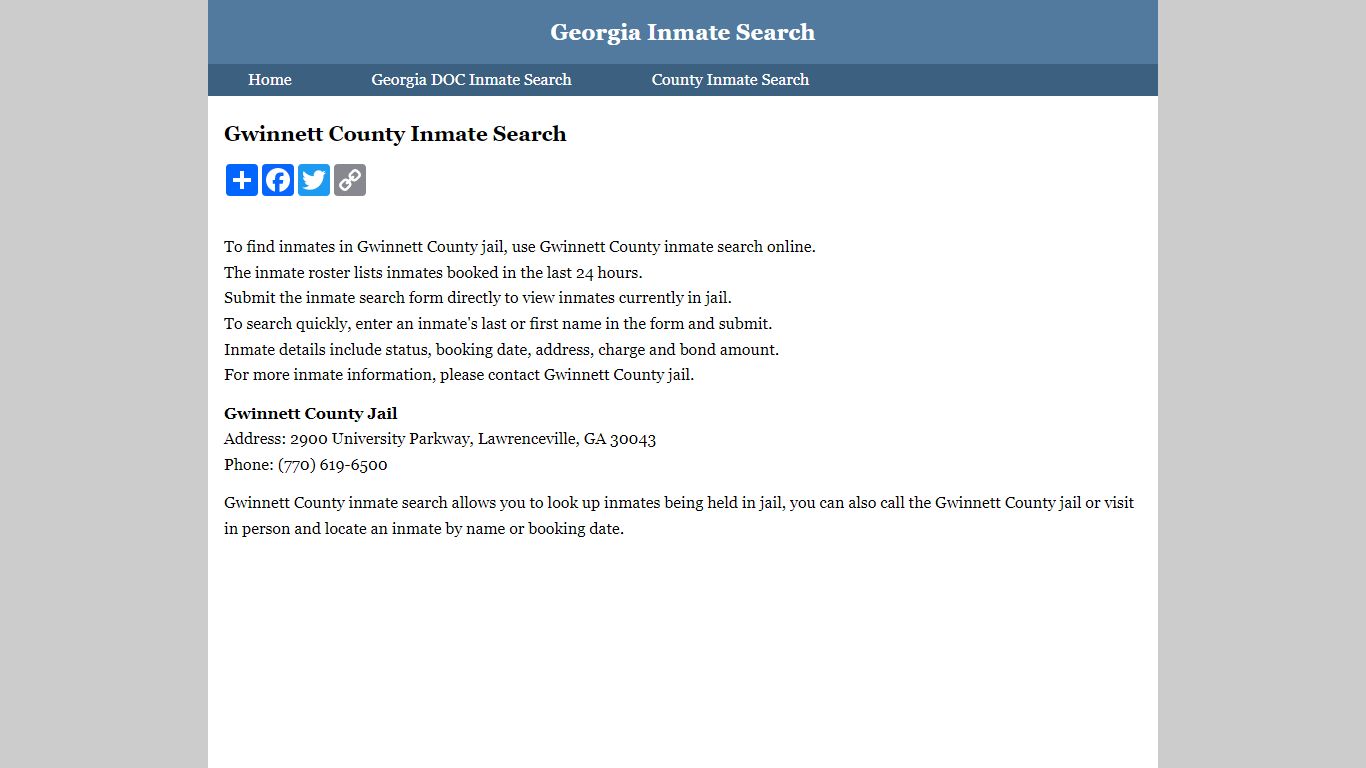 Gwinnett County Inmate Search